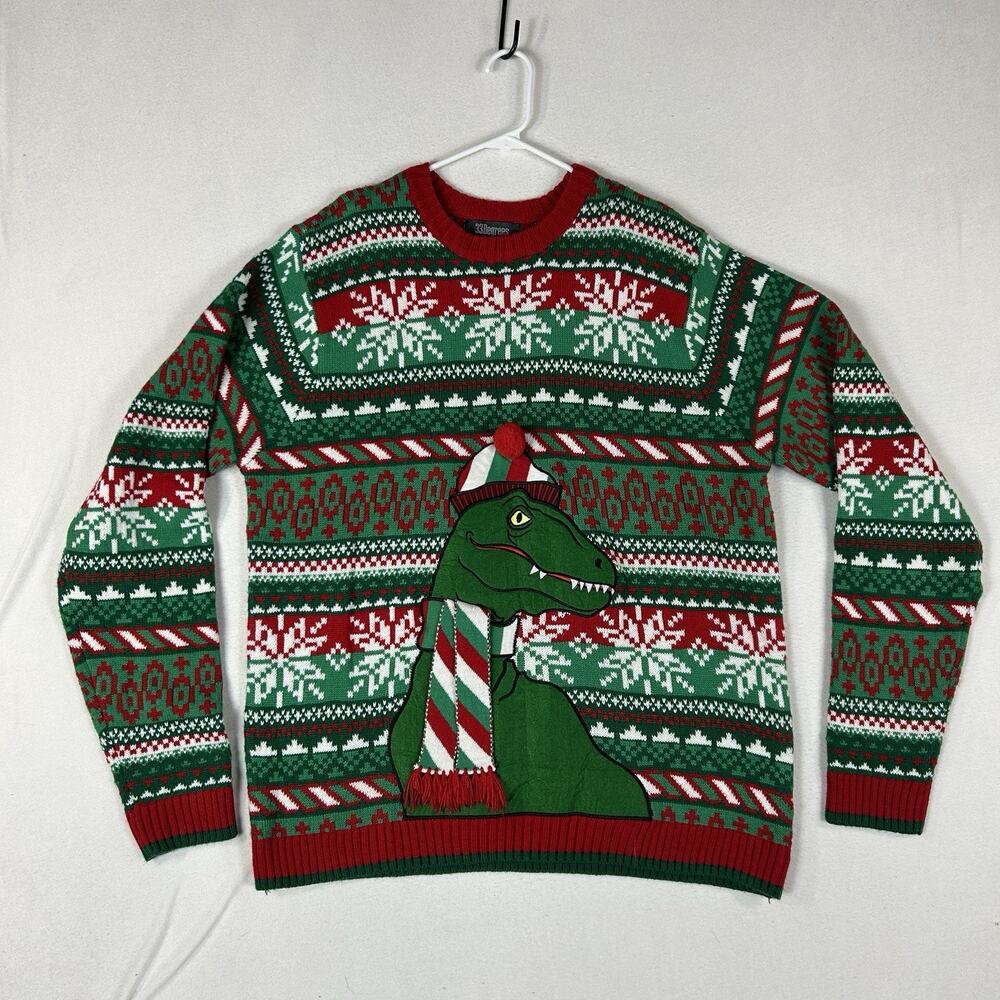 33 Degrees Ugly Christmas Sweater T-Rex Dinosaur Boy's XXL Holiday Pullover Top